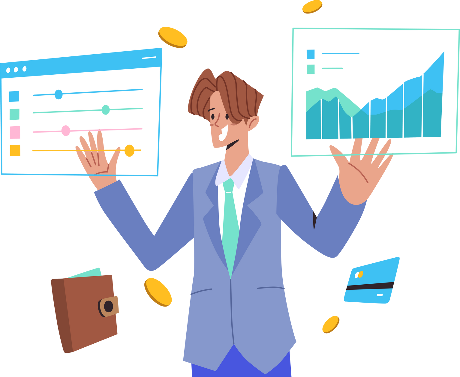 Man Analyst Data Investment Illustration